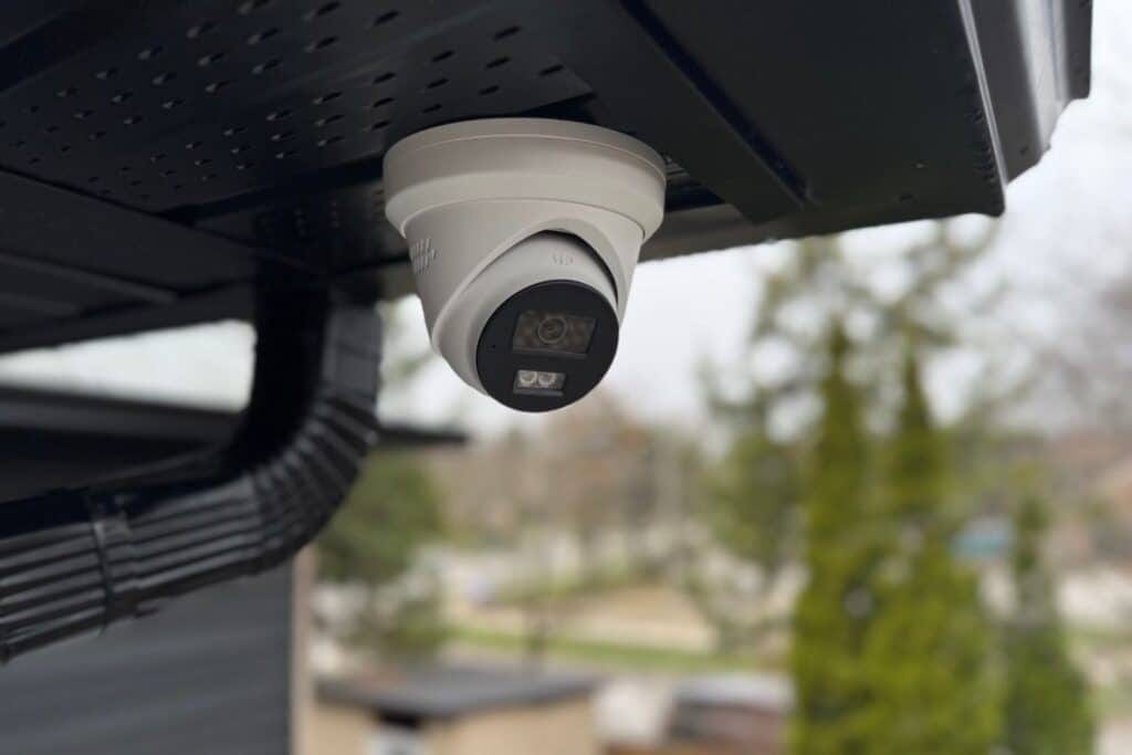 Security camera properly angled toward a home's own driveway and entrance in Toronto