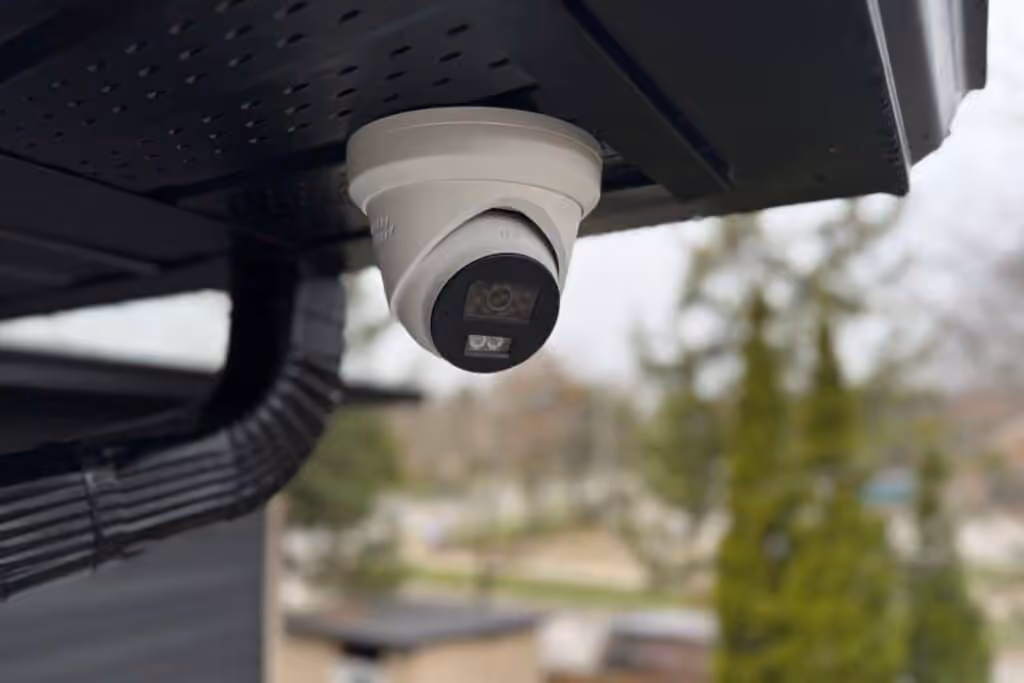 Security camera properly angled toward a home's own driveway and entrance in Toronto