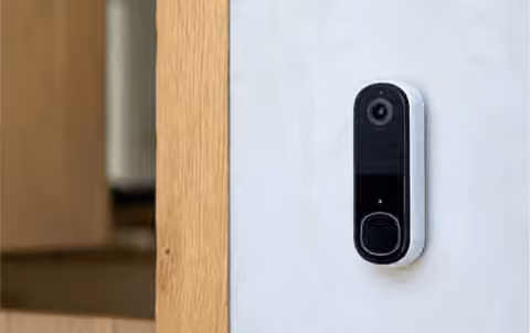 Smart video doorbell with HD camera at a residential front door