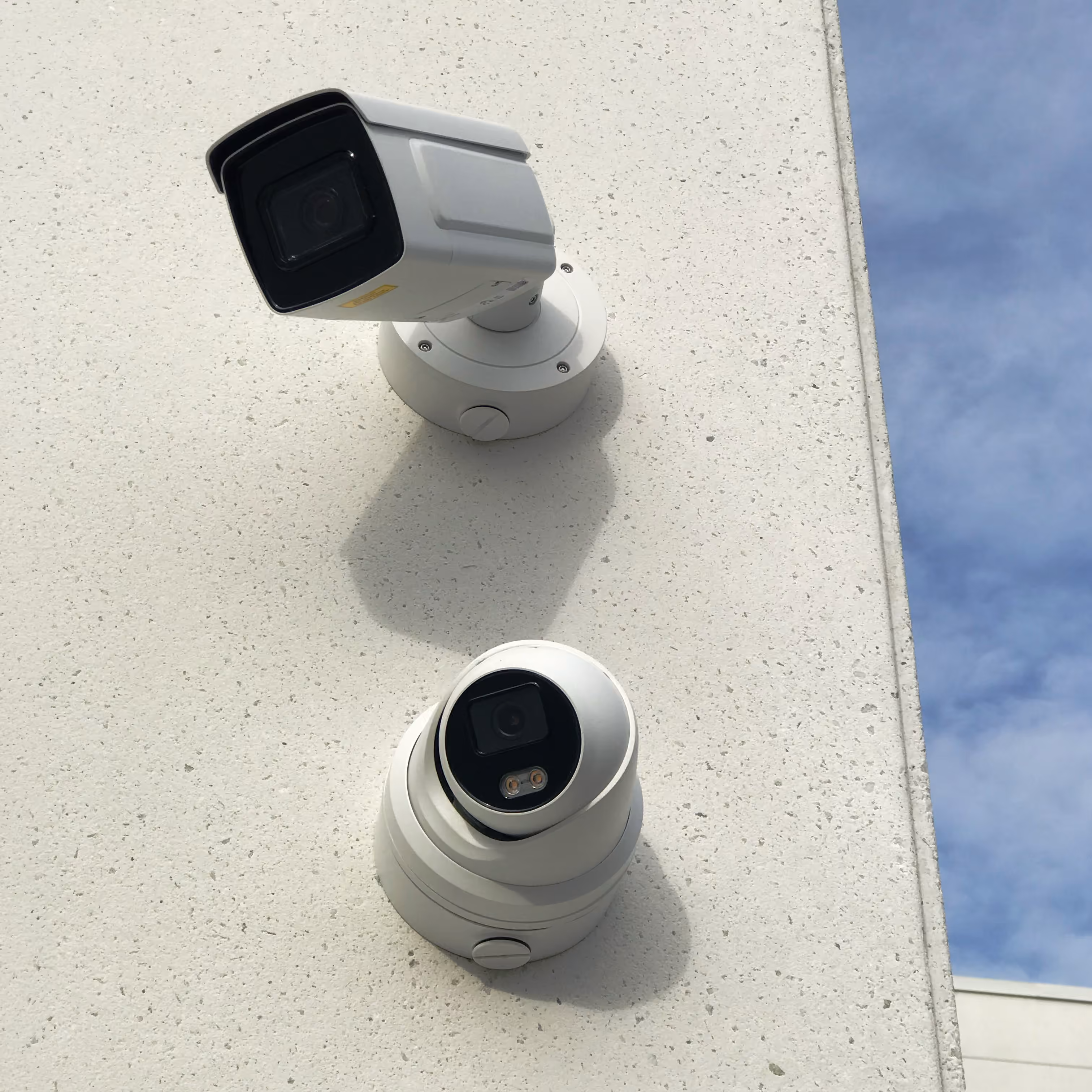 Commercial security cameras installed around a Vaughan business