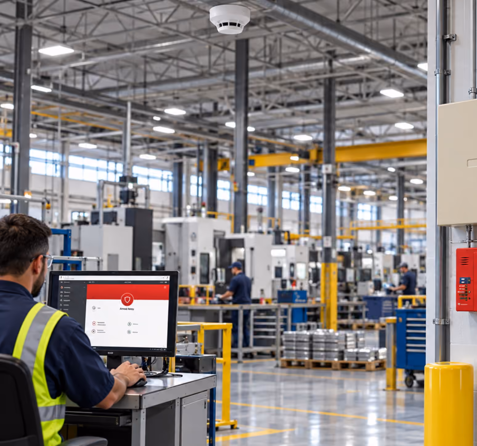 Existing commercial fire alarm system connected to professional monitoring