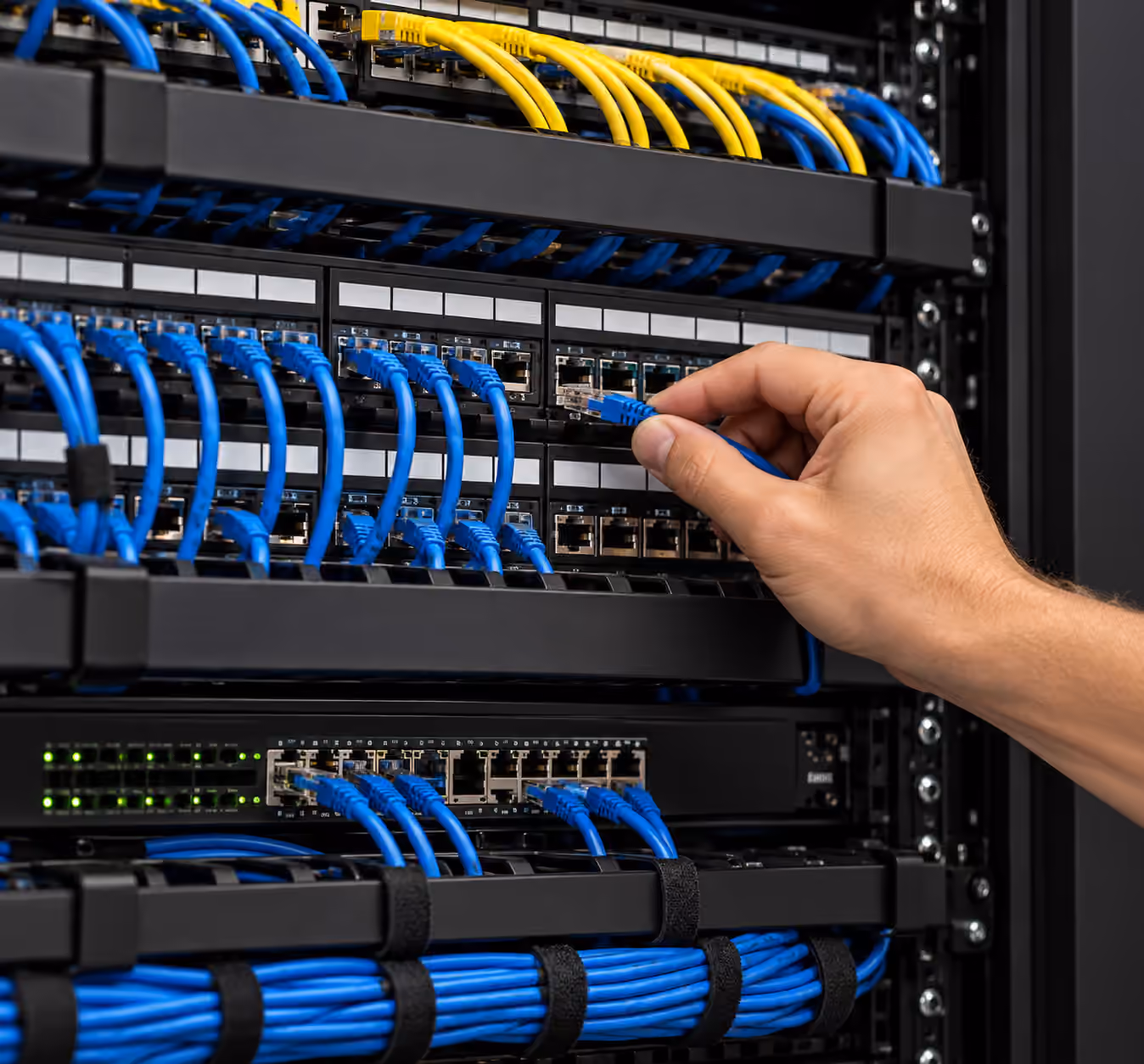 Commercial network patch panel and cabling