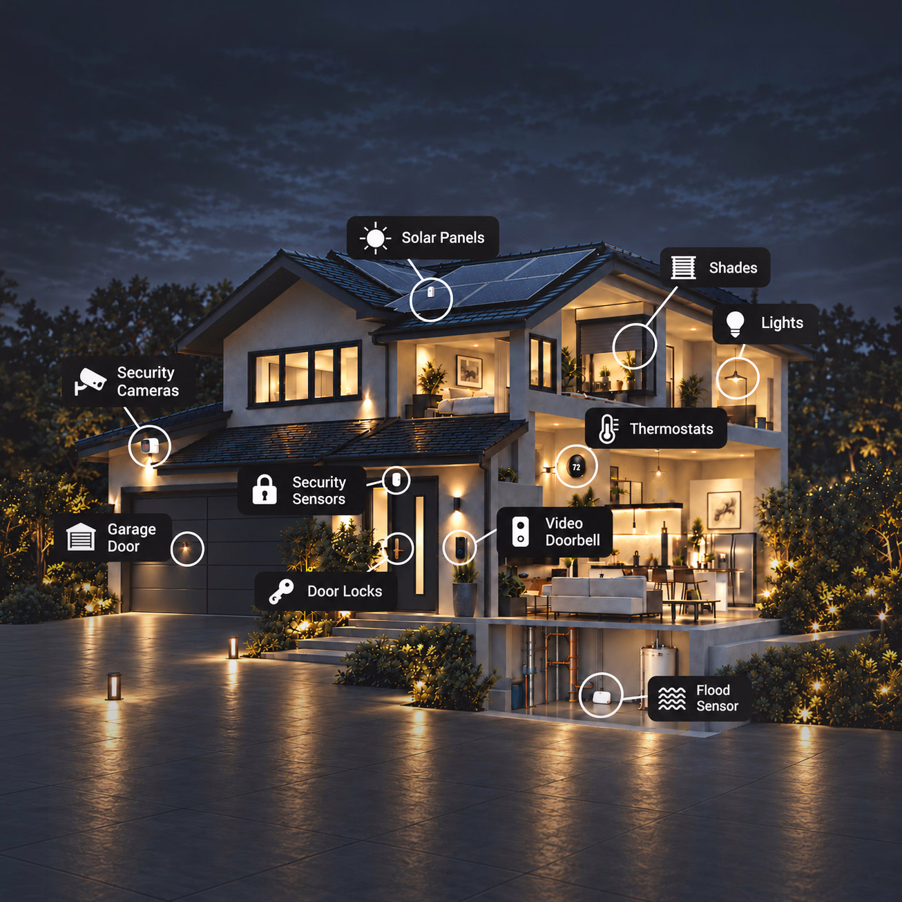 Connected smart home devices working together through home automation